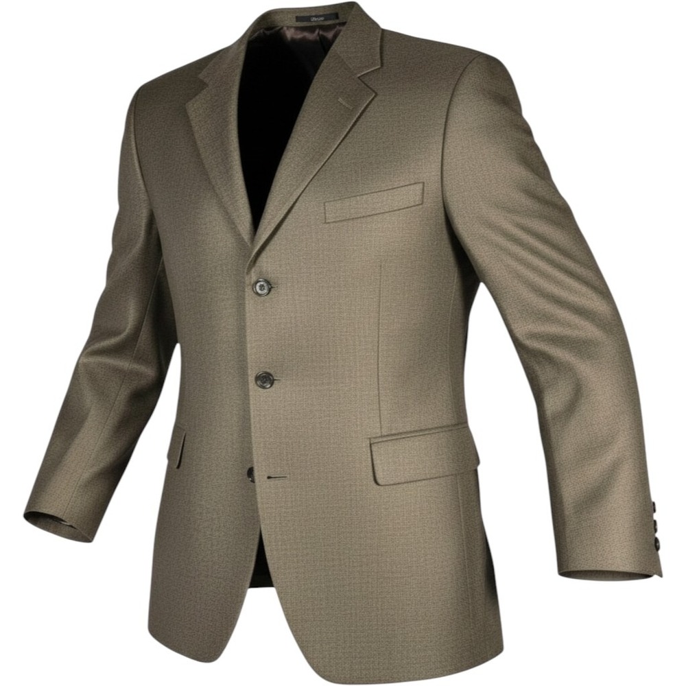 Mens Olive Green Herringbone Silk Wool Blazer‎ Two Button Sport Coat Double Vent